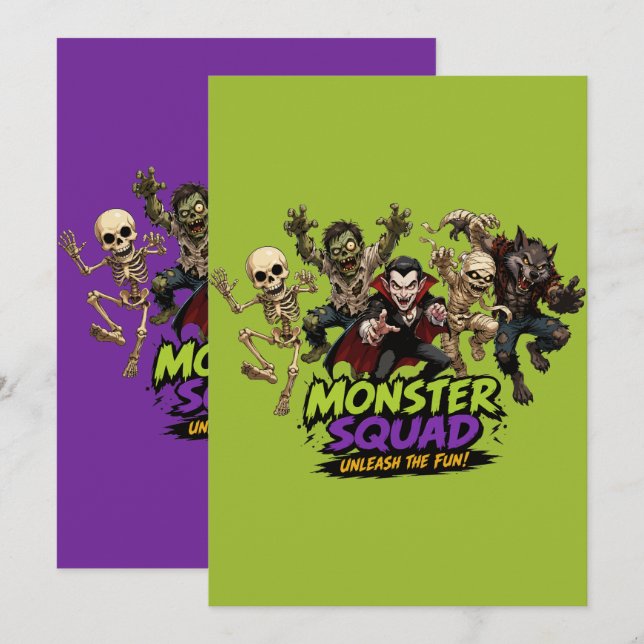 Monster Squad Halloween Characters Fun Design Thank You Card (Front/Back)