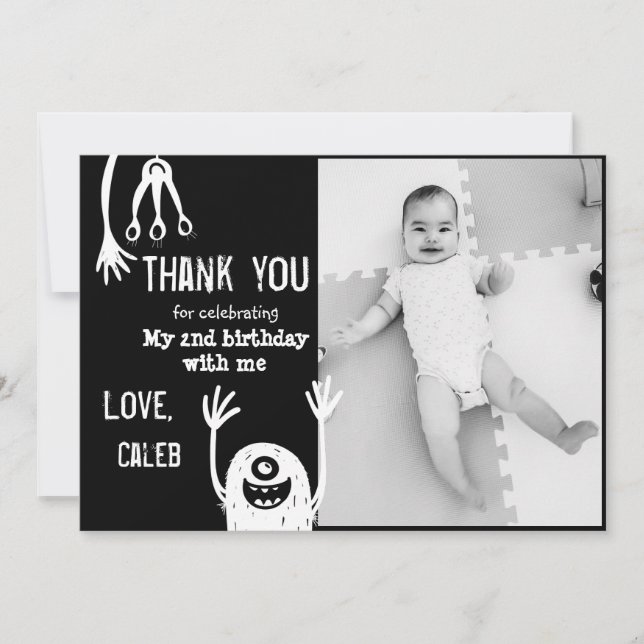 Monster Thank You Card With Photo (Front)