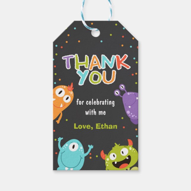 Monster thank you favour gift tag Little monster (Front)