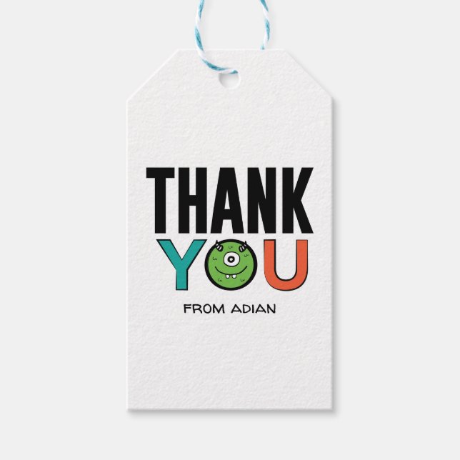 Monster Thank You Favour Tag (Front)