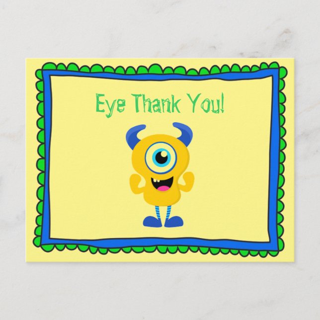 Monster Thank You Postcard (Front)