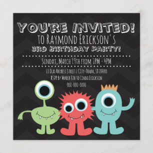 Monster Themed Birthday Party Invitations