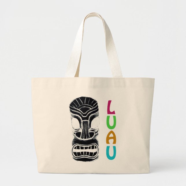 Monster Tiki Mask Luau Large Tote Bag (Front)