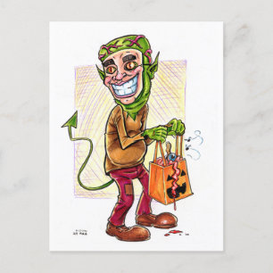 Monster Trick-or-treater Halloween Holiday Postcard