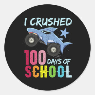 Monster Truck 100 Days Of School Apparel  Classic Round Sticker