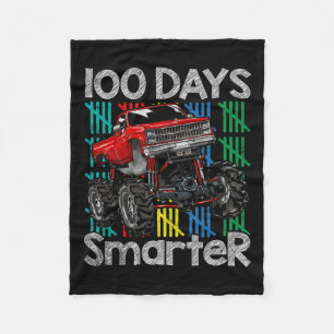 Monster Truck 100 Days Smarter Kids 100th Day Of S Fleece Blanket