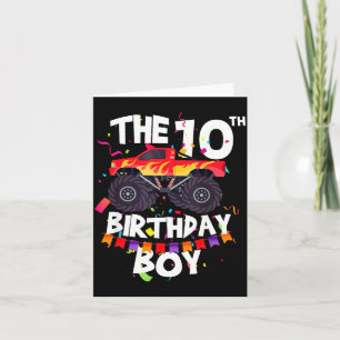 Monster Truck 10th Birthday Boy Funny 10 Years Old Card