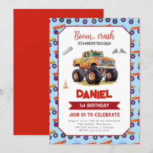 Monster Truck 1st Birthday Invitation
