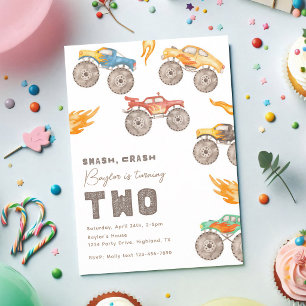 Monster Truck 2nd Birthday Invitation