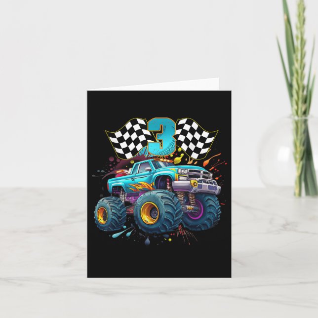 Monster Truck 3 Years Old Boy 3rd Awesome Birthday Card (Front)