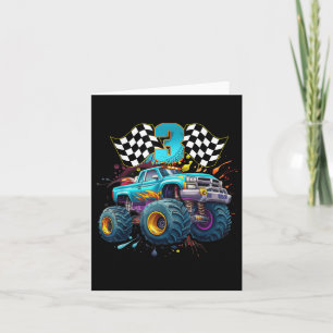 Monster Truck 3 Years Old Boy 3rd Awesome Birthday Card