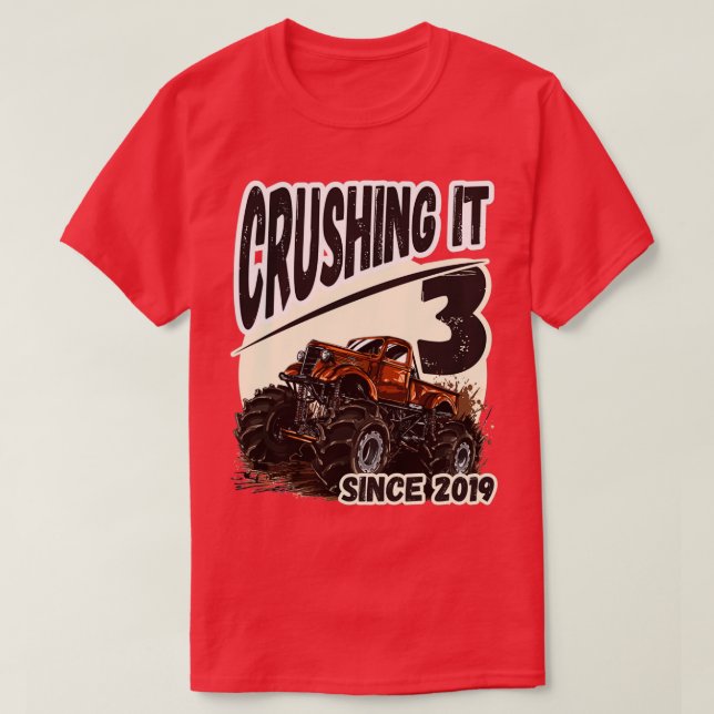 Monster Truck 3rd Birthday 8 T-Shirt (Design Front)