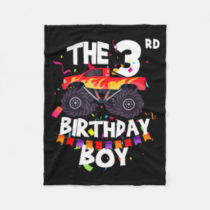 Monster Truck 3rd Birthday Boy Funny 3 Years Old B Fleece Blanket