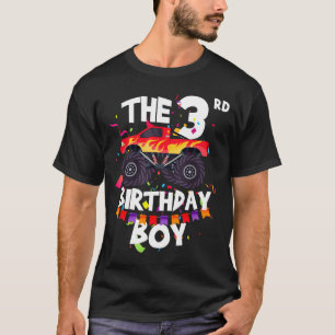 Monster Truck 3rd Birthday Boy Funny 3 Years Old B T-Shirt