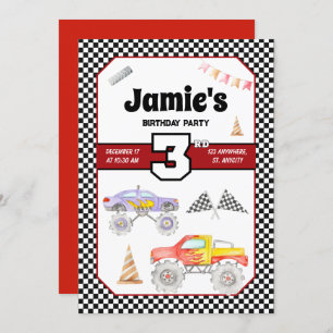 Monster Truck 3rd Birthday Invitation