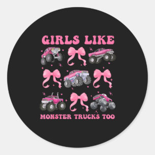 Monster truck 4 pink mama girls like monster classic round sticker