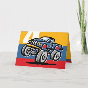Monster Truck 4th Birthday Card