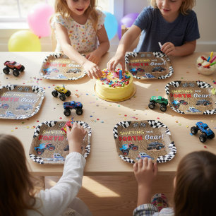 Monster Truck 4th Birthday Shifting Into Forth  Paper Plate