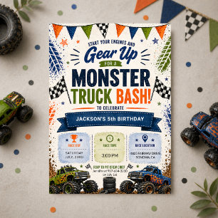 Monster Truck 4th Boys Birthday Invitation