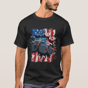 Monster Truck 4th Of July Shirt Boys American Flag