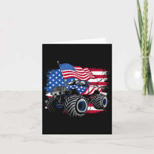 Monster Truck 4th Of July Shirt Boys American Flag Card