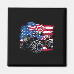Monster Truck 4th Of July Shirt Boys American Flag Magnet