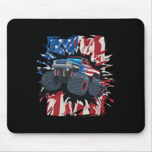 Monster Truck 4th Of July Shirt Boys American Flag Mouse Mat