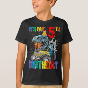Monster Truck 5 Year Old Tee 5th Birthday Boy Mons