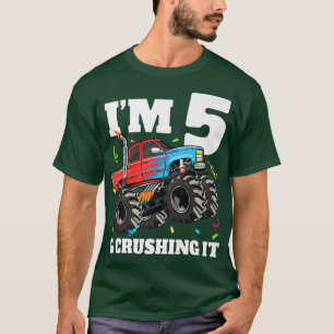 Monster Truck 5th Birthday Boy 5 Five Year Old T-Shirt