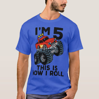Monster Truck 5th Birthday Funny Kids Gift Quote 5 T-Shirt