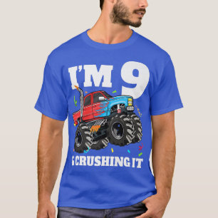Monster Truck 9th Birthday Boy 9 Nine Year Old  T-Shirt