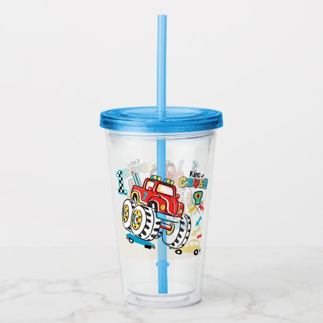 Monster truck acrylic tumbler (Front)