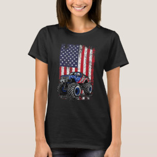Monster Truck American Flag Patriotic 4th Of July T-Shirt