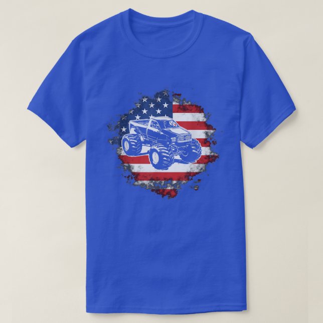 Monster Truck American Flag Racing USA Patriotic 4 T-Shirt (Design Front)