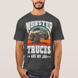 Monster Truck Are My Jam Retro Vintage Sunset Wome T-Shirt