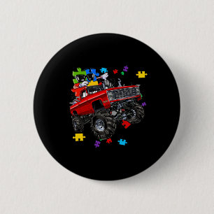 Monster Truck Autism Awareness Puzzle Piece Boys K 6 Cm Round Badge