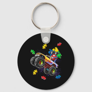 Monster Truck Autism Awareness Puzzle Piece Gift F Key Ring