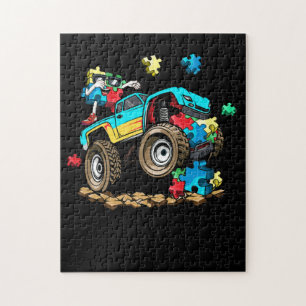 Monster Truck Autism Puzzle Piece Dabbing