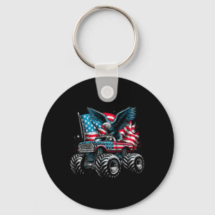 Monster Truck Bald Eagle 4th Of July Boys American Key Ring