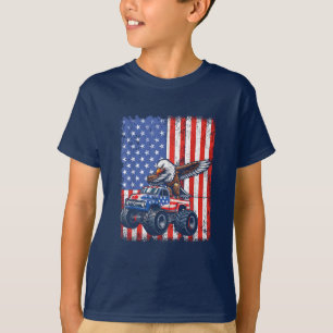 Monster Truck Bald Eagle USA Flag 4th Of July T-Shirt