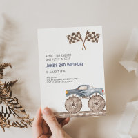 Monster Truck Bash Birthday Invitation
