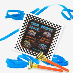 Monster Truck Bash Boy 10th Birthday Party Napkin