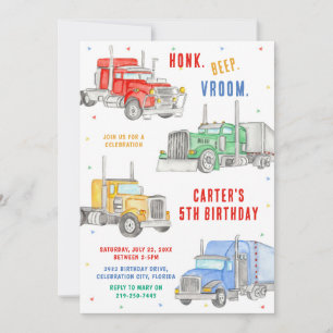 Monster Truck Bash Boy Birthday Invitation