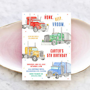 Monster Truck Bash Boy Birthday Invitation