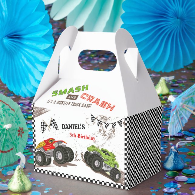 Monster truck bash cool modern smash birthday favour box (Party)