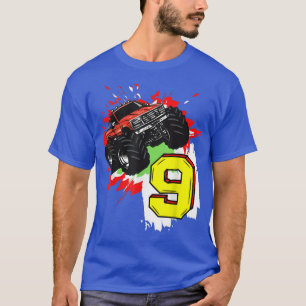 Monster Truck Birthday 9 Years 9th Birthday Party T-Shirt