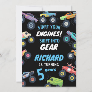Monster Truck Birthday Adventure For Kids Funny Invitation