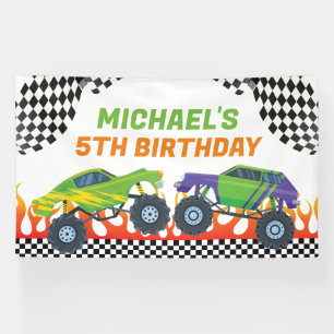 Monster Truck Birthday backdrop banner