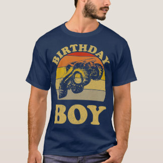Monster Truck Birthday Boy Vintage Retro Sunset Fo T-Shirt