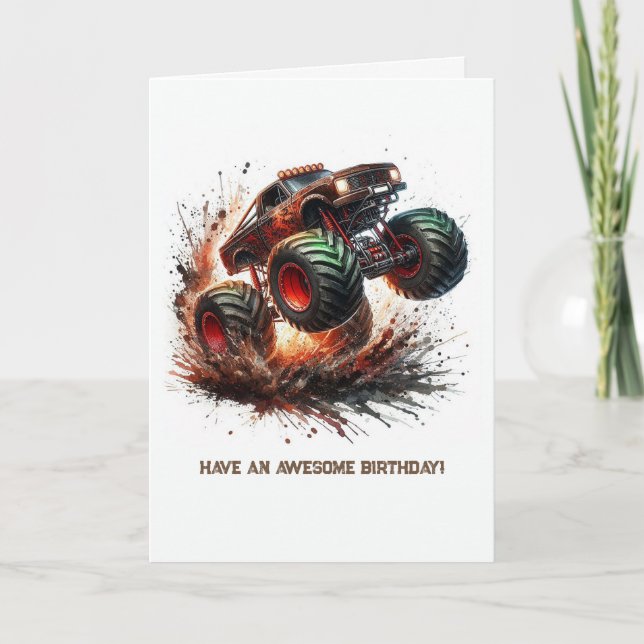 Monster Truck Birthday Card (Front)